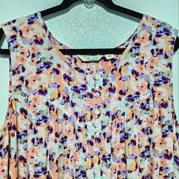 Caffè Marrakesh Feminine Floral Button Down Tank Top Blouse 100% Rayon Size 3X - Picture 4 of 12